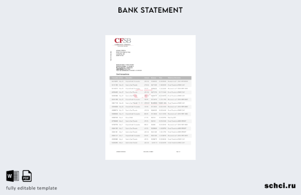 Цифровая загрузка шаблона слова банковской выписки CFSB Канады